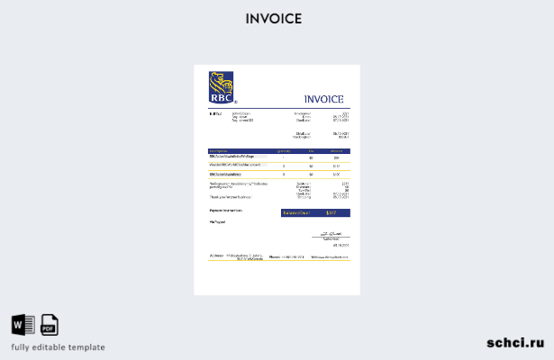 цифровая загрузка шаблона счета фактуры RBC США